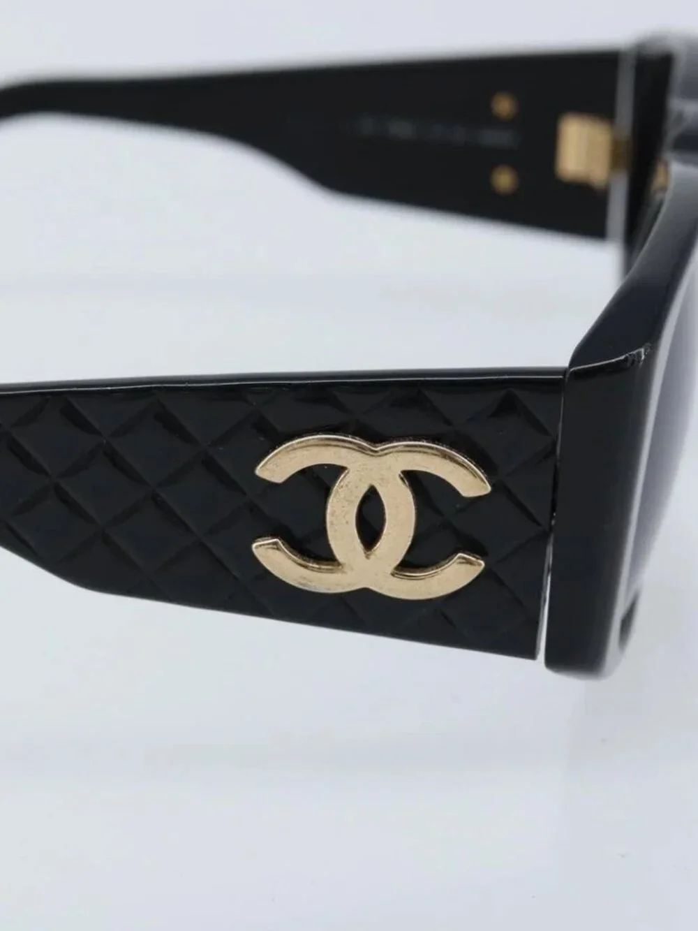 CHANEL Sunglasses plastic Black CC Auth BSZ432